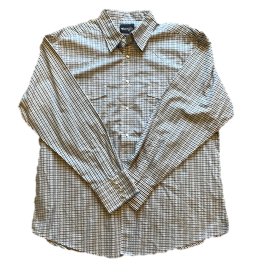 Wrangler Mens XL Blue Plaid Western Button Down Shirt NWOT